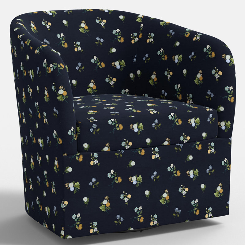 Pembroke Swivel Chair In Ditsy Dahlia Navy, Ditsy Dahlia Navy