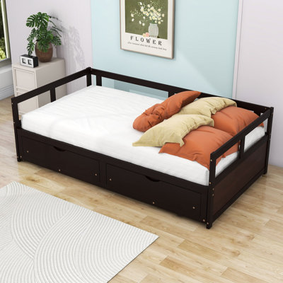 Elchin Twin Size Wood Daybed with Trundle and Drawers -  Harriet Bee, 432D3EFE782344CE8979F56D3A65E8B9