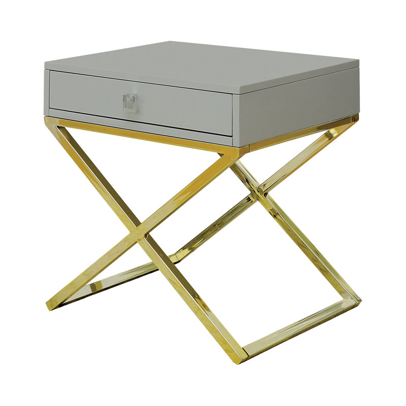 End Table with Storage, Gray