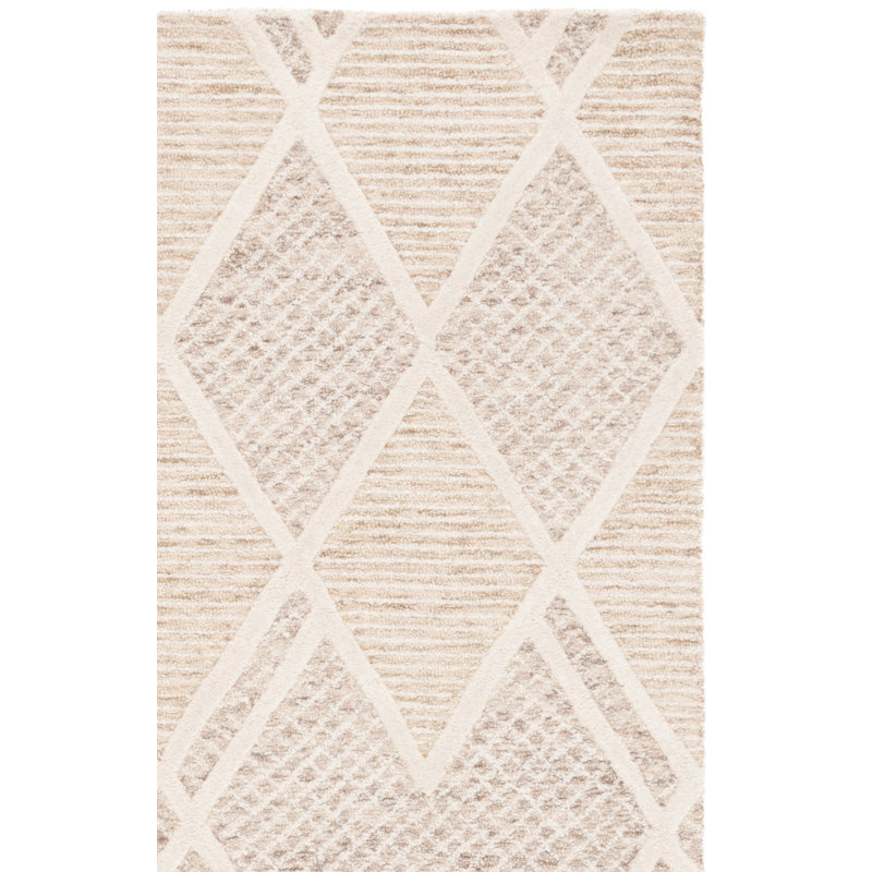 Vero Geometric Hand-Tufted Wool and Cotton Area Rug, Rectangle 6' x 9'