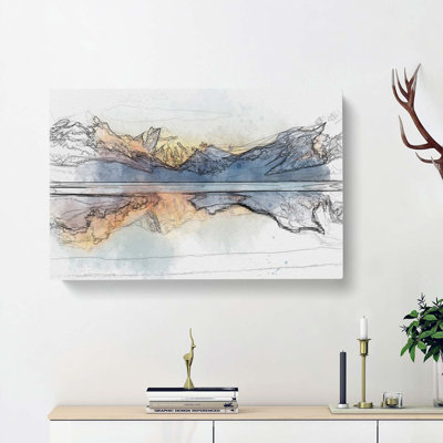 Sunlight over Lake McDonald in Abstract - Wrapped Canvas Drawing - Wrapped Canvas