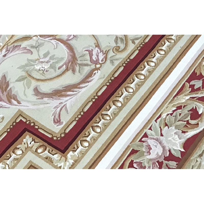 Hand-Knotted High-Quality Beige and Red Area Rug, Rectangle 8'10" x 12'5"