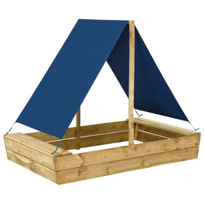 Harriet Bee Vasek Solid Wood Rectangle Sandbox with Cover