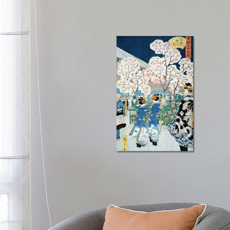 Cherry Blossom At Asakura by Utagawa Hiroshige - Wrapped Canvas Print