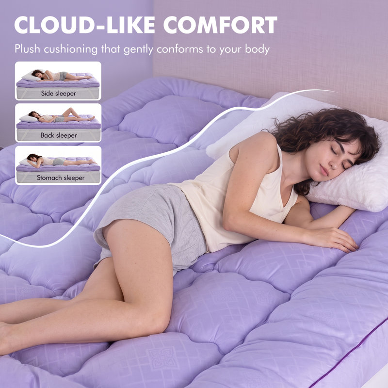 Surmatelas moelleux de 4 po pour dortoir et université, surmatelas respirant rafraîchissant avec sangles élastiques, certifié OEKO-TEX®