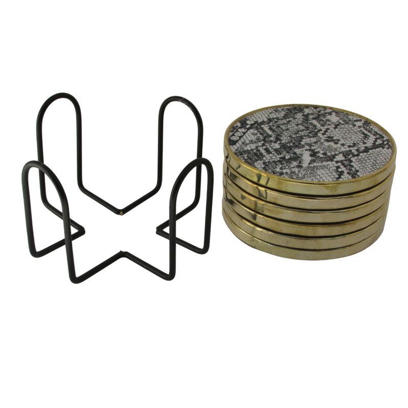 Ensemble de sous-verres avec support, Peau de serpent