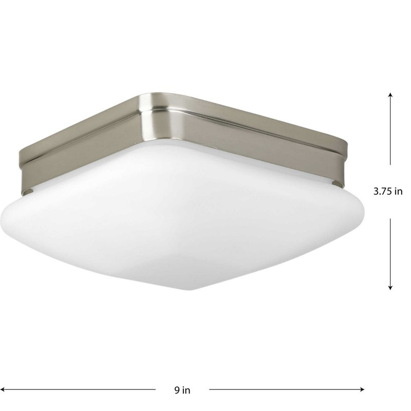 Plafonnier encastré 9 lumières Nason, Nickel brossé, 3.75" H x 9" W x 9" D, Non