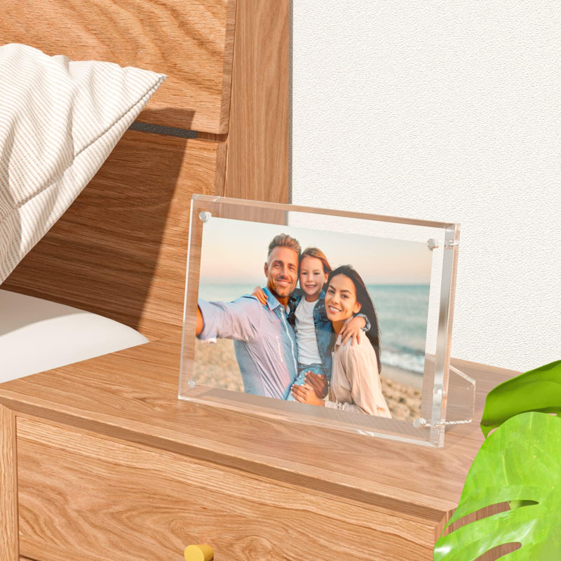 Cadre photo 5X7 en acrylique avec aimants - paquet de 2, cadre photo flottant résistant aux chocs pour table, présentoir de bureau moderne pour la maison et le bureau