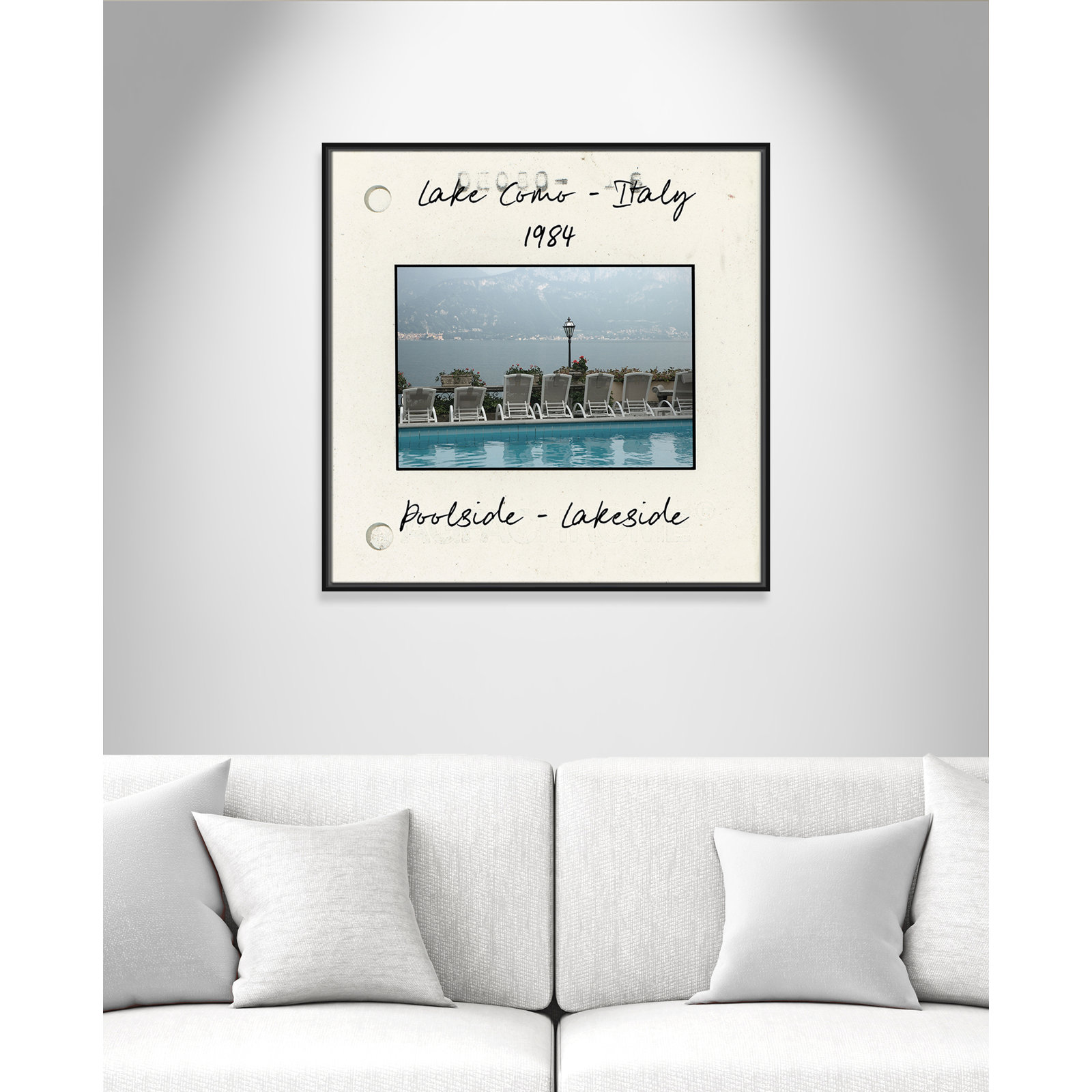 Travel Slide Collection "Lake Como, Italy" Print, Black Floater Framed Canvas, 31.5" H x 31.5" W x 2" D
