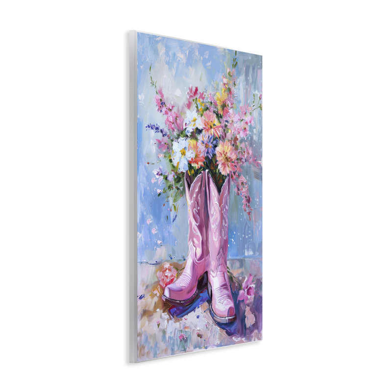 Art floral sur plaque de cow-boy floral par Petal Prints Design, H 15 po x l 10 po