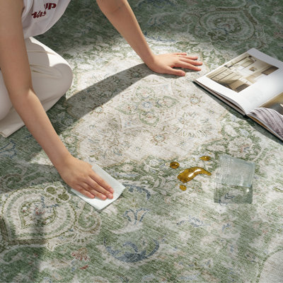 Tapis vert sauge antidérapant lavable