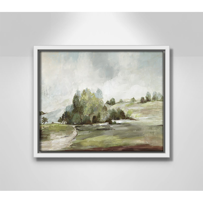 «Green Country Road» par Allison Pearce - reproduction encadrée sur toile, H 9,5 po x l 11,5 po, Blanc