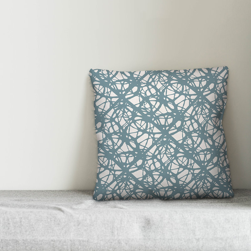  Coussin Dash, 20 po x 20 po, Bleu géométrique 2