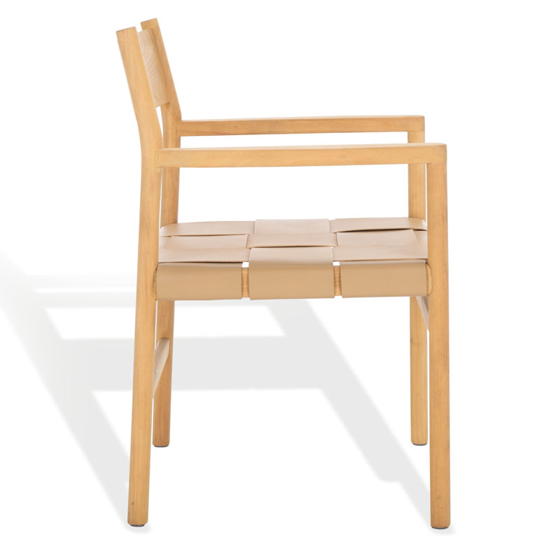 Devnie Leather Upholstered Arm Chair, Natural, Tan