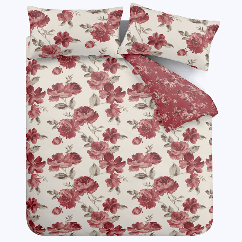 Inga Leaf Duvet Cover Set, 200 x 200cm Duvet Cover + 2 Buttons Pillowcases