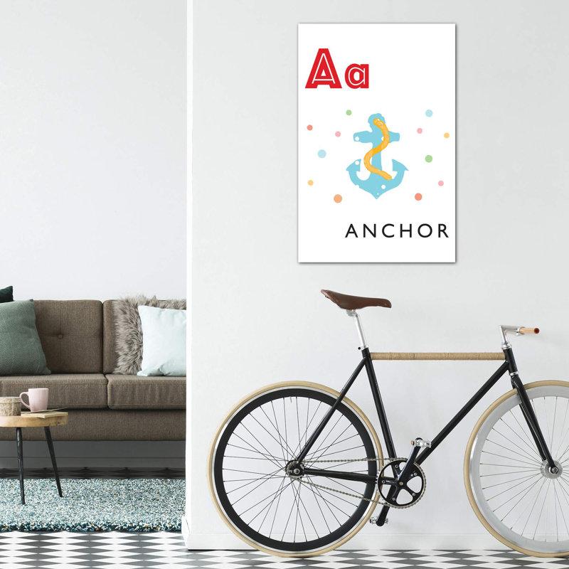 Alphabet Flash Card A - Impression d'art graphique, Toile tendue, H 40 po x l 26 po x P 1,5 po, Pas de tapis