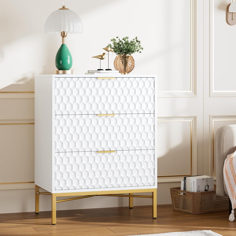 Commode 3 tiroirs, Blanc