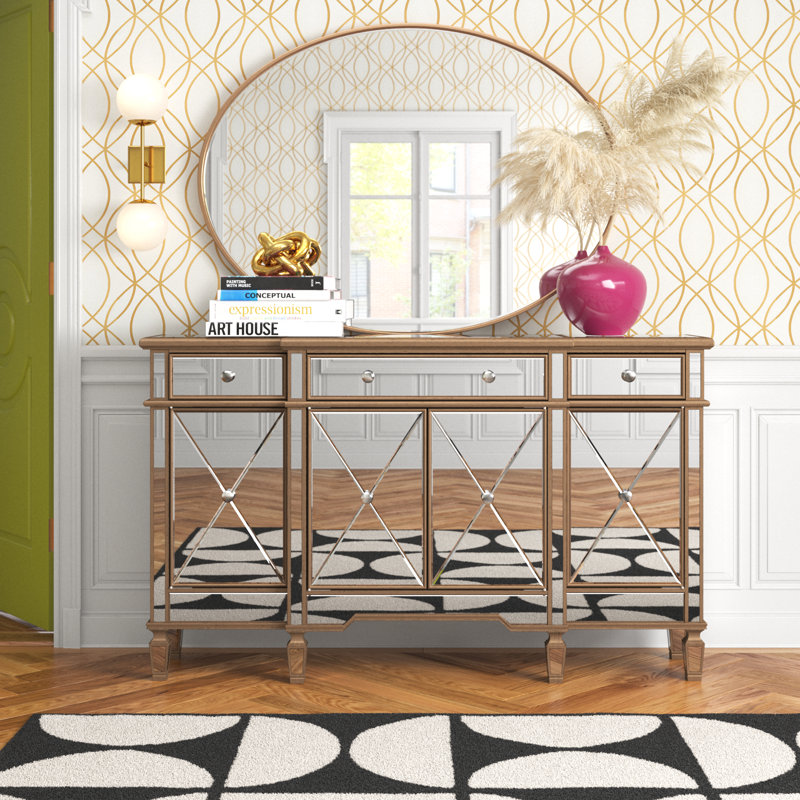 Caila 3 Drawer Sideboard, 36" H x 60" W x 14" D, Silver