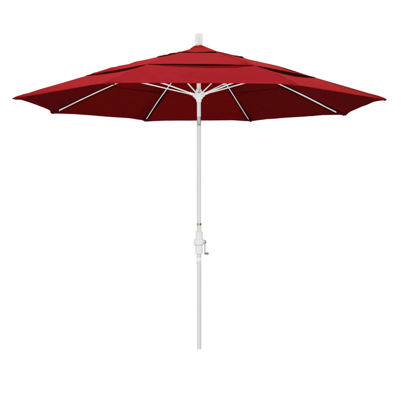 Parasol de marché 11 pi Brent, Toile Sunbrella® rouge Jockey, H 110,5 po x l 132 po x P 132 po, Gris martelé