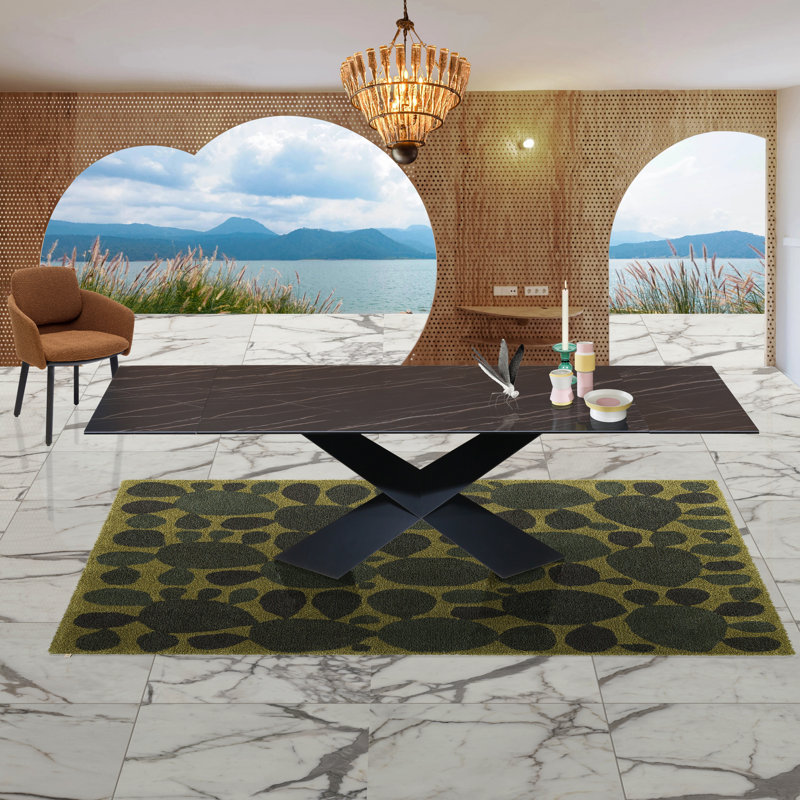 Extendable Metal Base Dining Table