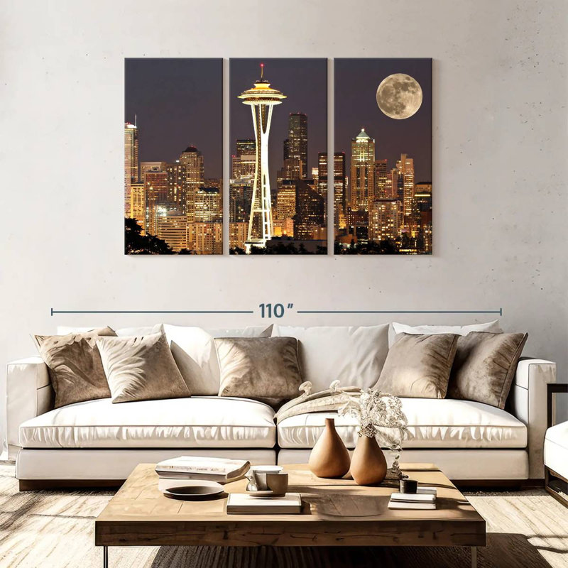 Sebbie Supermoon Over Seattle, 48" H x 74" W