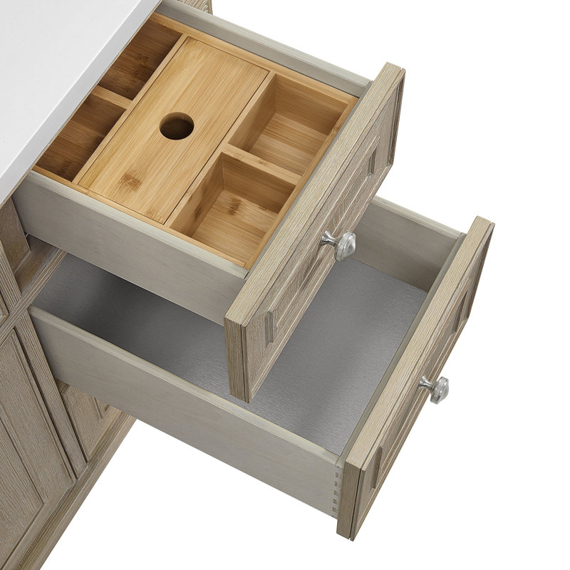 Lorelai 48'' W Single Vanity, White Zeus Quartz, Whitewashed Oak, 8" Widespread