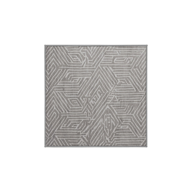 Machine Washable Gray Area Rug, Square 5'