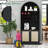 70.86" Height Arched Bar Cabinet With Wine Rack, Farmhouse Wine Cabinet With Rattan Cabinet And Open Shelves-440313478