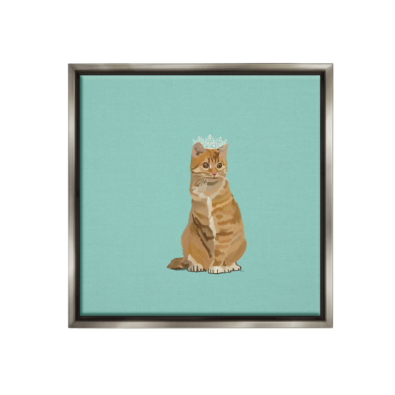 " Royal Tabby Cat " by Amelia Noyes, 25" H x 25" W, Luster Gray Floater Frame