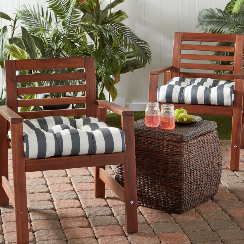 Shipton Outdoor 20'' Dining Chair Seat Cushion, 2, Canopy Stripe Gray