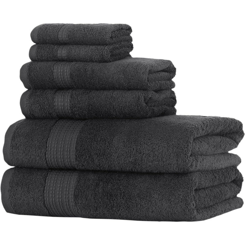 L'ensemble 6 serviettes de bain en coton turc Blakemore Luxury, ultra doux, à séchage rapide et très absorbant, comprend 2 serviettes de bain, 2 serviettes à main et 2 débarbouillettes