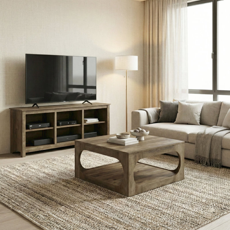 Oumar 2 Piece Modern Coordinated Living Room Table Set, Knotty Oak