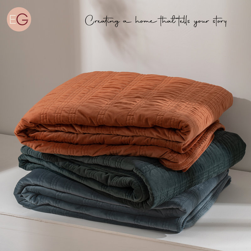 Ensemble d'édredon Ruched, Courtepointe grand + 2 taies décoratives, Bleu orageux