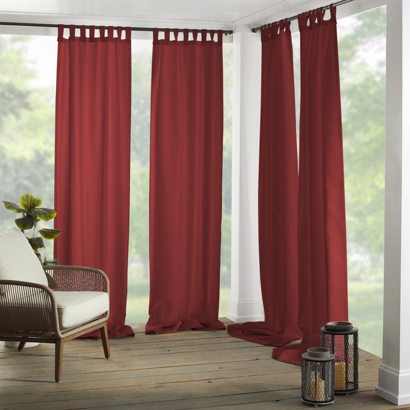 Jarret Solid Room Darkening Indoor/Outdoor Tab Top Single Curtain Panel, 52"W x 108"L, Red