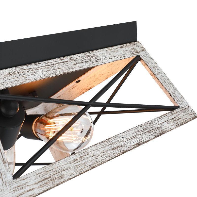 2-Light Flush Mount with Barnwood Accents, White
