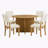 Modern 5-Piece Round Dining Table Set Pedestal Kitchen Table Set with 4 Upholstered Dining Chairs for Studio, Apartment, Small Places-1979947315-1979947316