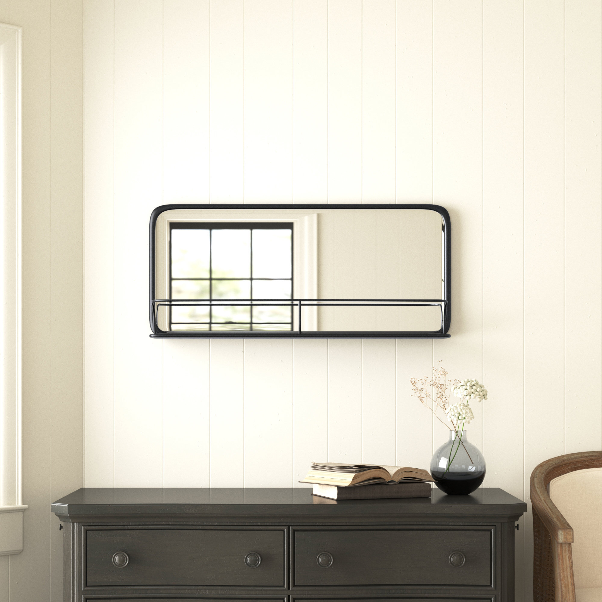 Redrow Iron Wall Mirror, Black