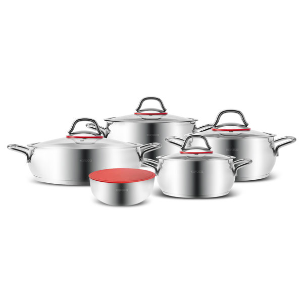 Karaca Emirgan XL 10-Piece Stainless Steel Induction Cookware Set with ...