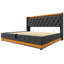 Très grand lit avec 360 DEL innovantes, rangement hydraulique, type C, lin gris, lit rembourré Peaceful Sleep, éclairage à DEL, lin-178627837-178627825