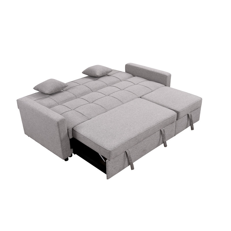 Versatile Sofa Bed With Adjustable Backrest And Pull-Out Feature For Home Comfort, Gray