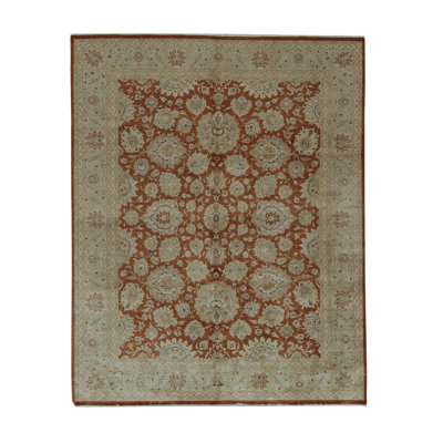 Tapis rouille et beige noué à la main de haute qualité