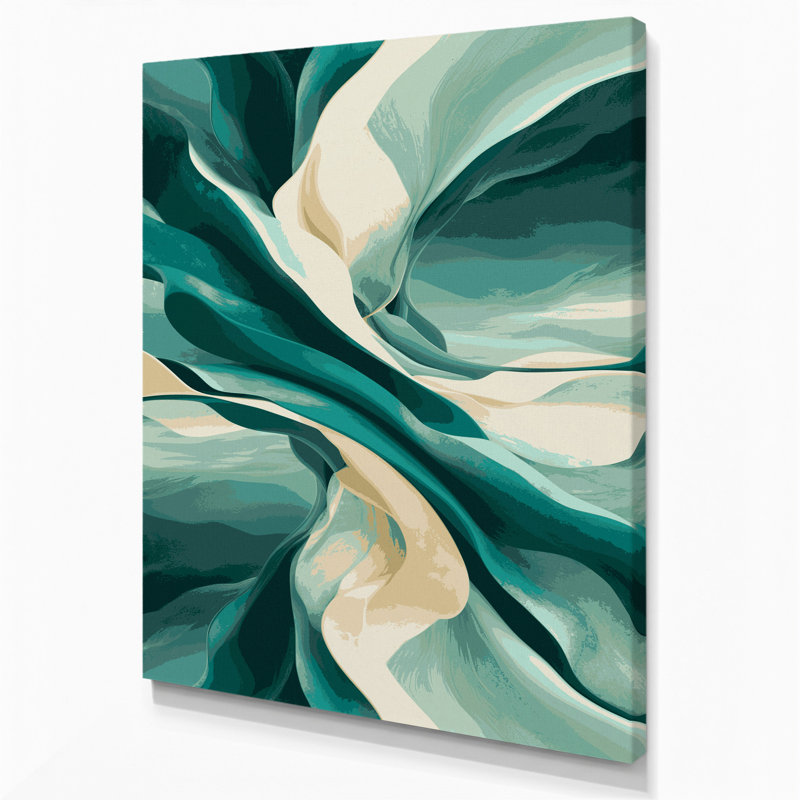 Abstrait paysage 22, art mural sur toile verte, H 14 po x l 11 po