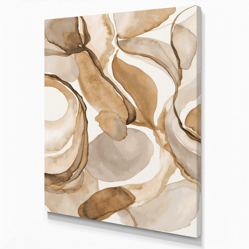 Aquarelle abstraite, art mural sur toile beige, H 8 po x l 10 po