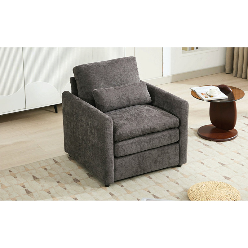 Fauteuil rembourré 31,9 "surdimensionné et confortable, Tissu gris chenille