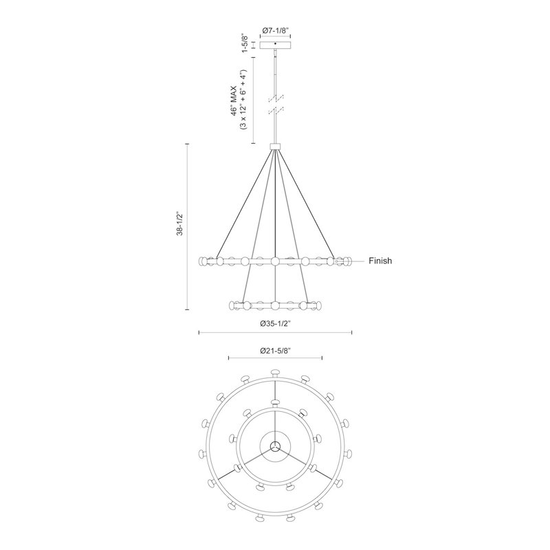 Rezz 24 - Light LED Chandelier, Brushed Nickel