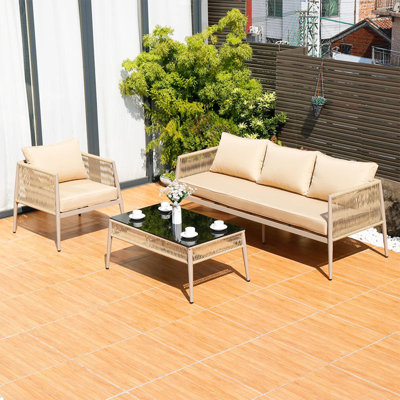 Nereyda Waterproof outdoor rattan sofa with sun protection