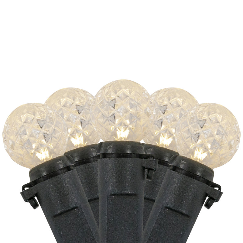 Lumières de Noël DEL G12 Berry - fil noir 16 pi - 50 carats, Blanc chaud