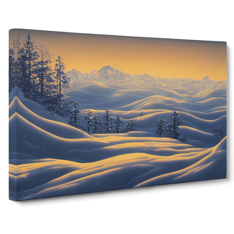 XXX-H1022-WF-10247X Winter Sunrise Mountains Vol.3 - Wrapped Canvas Painting, 35cm H x 50cm W x 3cm D