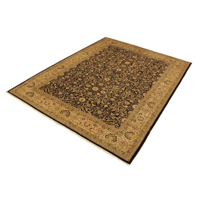 Tapis brun / noir en laine noué à la main 9 pi 2 po x 11 pi 9 po Abagail
