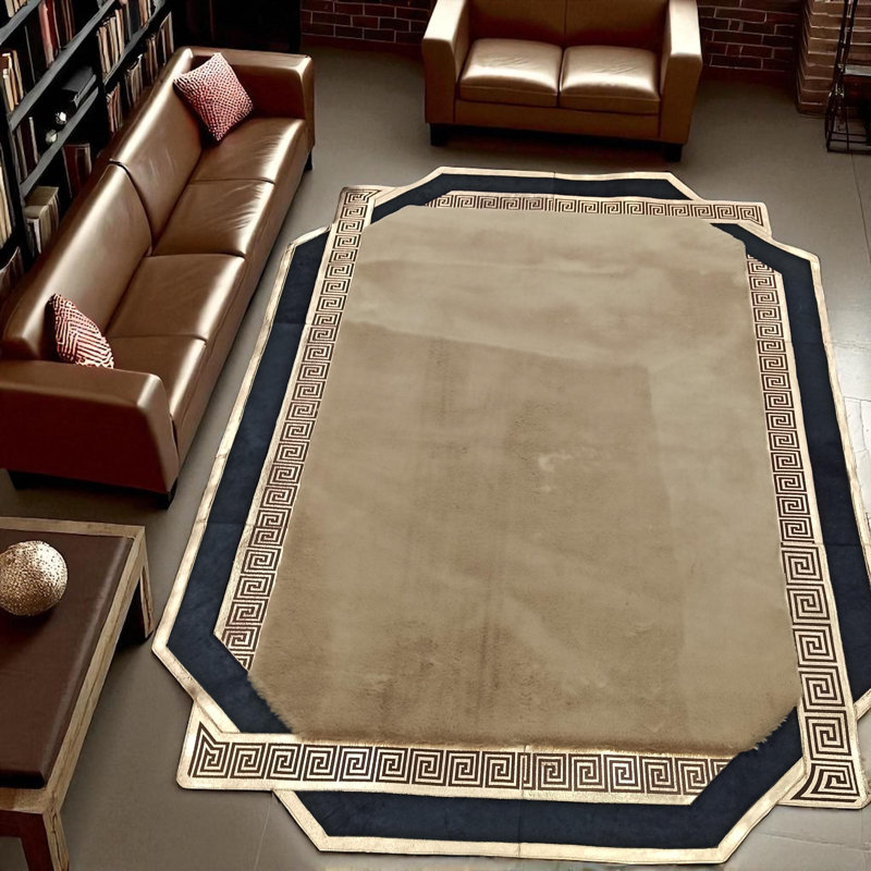 Tapis beige en fourrure douce, tapis moelleux de salon sur mesure, Tapis de couloir 2 pi x 7 pi 6 po